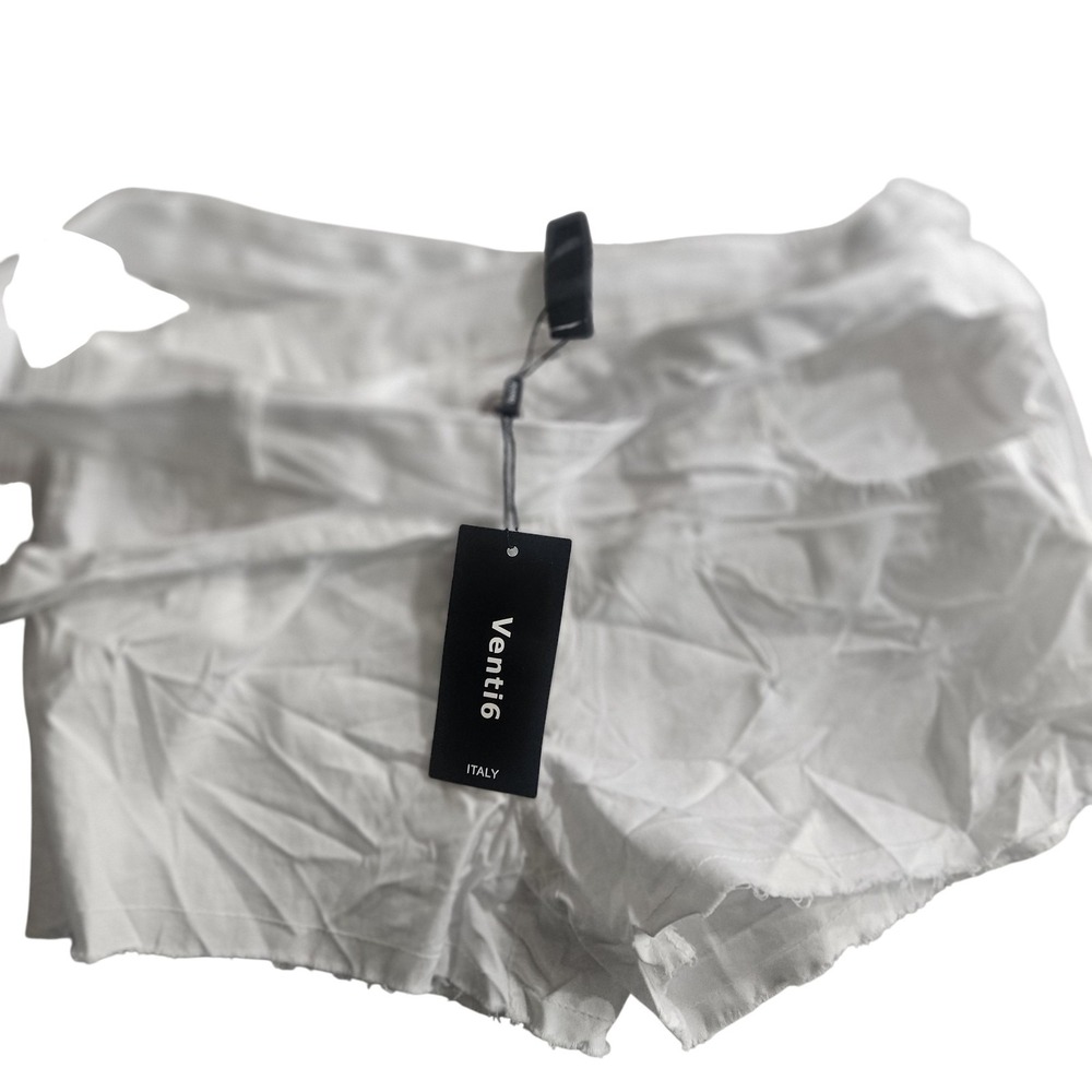 Venti6 Shorts Womens Small White Cut-Off Belted Pull On Relaxed Fit Summer Italy